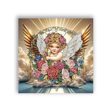 Imagem de Bimkole Kits de arte de diamante de forma especial para adultos, anjo bebê, 5D, faça você mesmo, conjunto de bordado de strass com diamantes, arte, flores, por números, ponto-cruz, decoração de parede