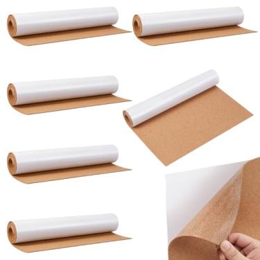 Imagem de DELORIGIN 6 rolos autoadesivos para quadro de cortiça multiuso, forro de prateleira de cortiça de 40 x 125 cm, folha de rolhas com suporte adesivo forte para porta-copos de artesanato faça você mesmo