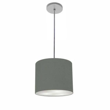 Imagem de Lustre Luminária Pendente Vivare Free Lux Pe-4105cz Cúpula Em Tecido 20x22cm Cinza-escuro Canopla Cinza E Fio Cristal