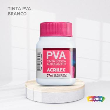 Imagem de Tinta pva fosca para artesanato com 37ml cor branco - ACRILEX