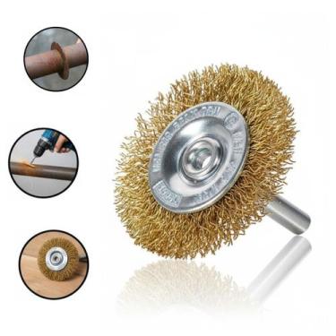 Imagem de Escova Aço Circular 50 x 8mm com Haste Latonada Graff