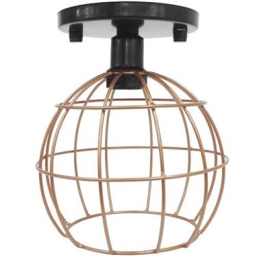 Imagem de Lustre Teto Plafon Industrial Aramado Globo Cobre Rose Retrô Luminária