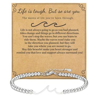 Imagem de Pulseira inspiradora para mulheres e homens – Life is Tough But So Are You – Pulseira motivacional para mulheres, amigas, irmãs, filhas, colegas de trabalho – Joias de incentivo através das ondas da