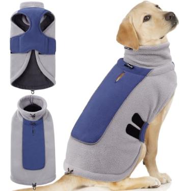 Imagem de Queenmore Suéteres para cães grandes, suéter de Natal, jaquetas de inverno, roupas quentes para cães meninos ou meninas, suéteres de lã para cães Golden Retriever, Labrador, Rottweiler, azul 3GG