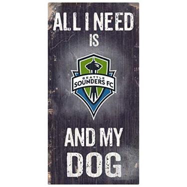 Imagem de Fan Creations MLS Sporting KC Placa unissex Kansas City Sporting Soccer and My Dog, cor do time, 15 x 30 cm