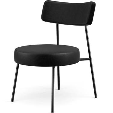Imagem de Poltrona Base Fixa Londres F01 material sintético Preto - LYAM DECOR