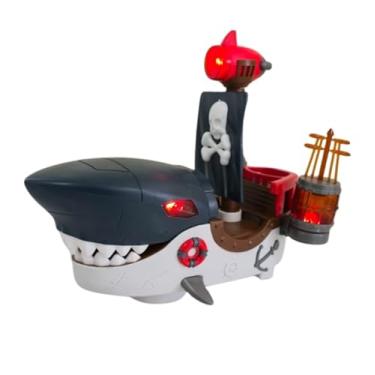 Imagem de Barco Pirata Tubarão Mecânico com Luz e Som, Movimento Automático, 21 cm, Brinquedo para Crianças