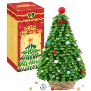 Imagem de Bundooraking Kit de artesanato de árvore de Natal – Conjunto de artesanato de Natal DIY com limpadores de cachimbo, pompons, sinos, cesta - Kit de artes e artesanato de Natal para sala de aula e