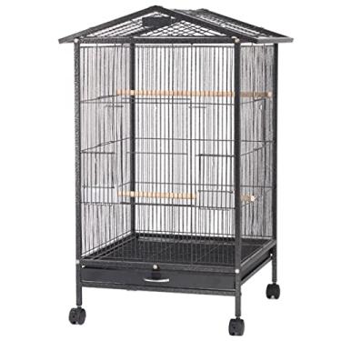 Imagem de Gaiola de pássaro gaiola de pássaro com suporte para conure gaiola de papagaio de ferro forjado resistente, gaiola de pássaro grande removível para reprodução, casa de pássaros à prova de respingos