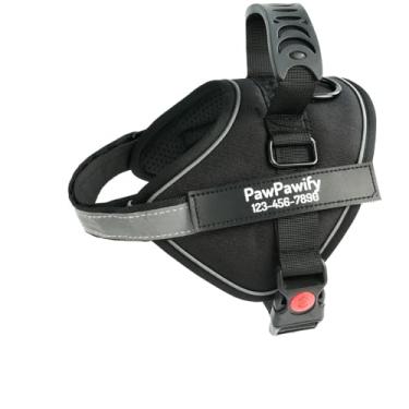 Imagem de Peitoral essencial personalizado para cães, colete personalizado para animais de estimação com nome e número de telefone, sem asfixia, refletivo, ajustável e acolchoado, fácil de caminhar e treinar
