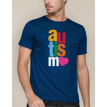 Imagem de Camiseta Camisa Algodão Feminina Masculina Adulto Campanha Abril Azul 