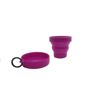 Imagem de Copo Retrátil Dobrável e Portátil - 150ml com argola - Reutilizável e 