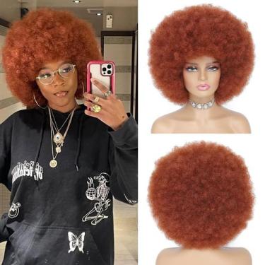 Imagem de Peruca JSDShine Auburn Afro Kinky Curly Hair para mulheres/homens