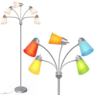 Imagem de Luminária de chão LED FOLKSMATE Medusa, ajustável de 5 cabeças, multi