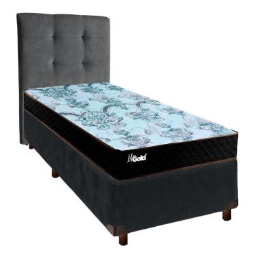 Imagem de Cama + Box Cinza E Colchão Molas Ensacadas Solteiro - Life Gold Paropas + Cabeceira