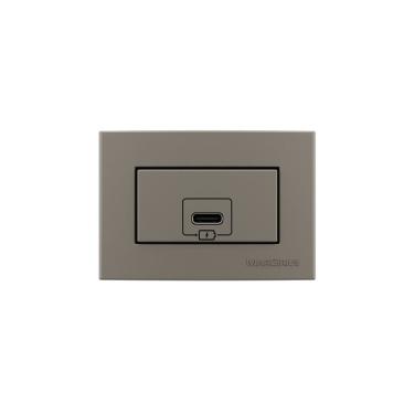 Imagem de Placa para Móveis 65x45 e Tomada Carregador USB-C MarGirius Sleek Colors 2A 10W Argila