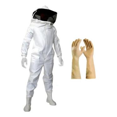 Imagem de Roupa para Apicultor Com Luva Antiferroada Macacão Apicultura Proteção