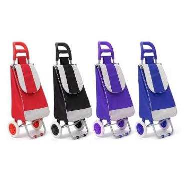 Imagem de Carrinho feira compras supermercado multiuso mao dobravel sacola ecolo