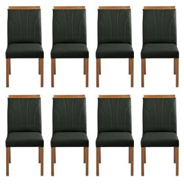 Imagem de Kit 8 Cadeiras Decorativas Sala de Jantar Luxo Analice Facto Verde - M