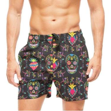 Imagem de Short Praia Shorts Banho Mauricinho Caveira Full Print 298 - smoke, Pr