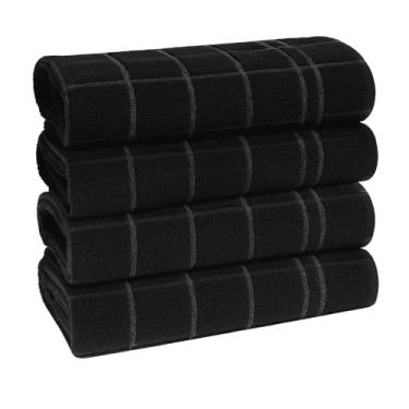 Imagem de pano de prato preto kit 4 peças grande grosso copa atoalhado guardanapo para cozinha algodão pano de copa para Limpeza de Cozinha, Lavar Louça e Panelas
