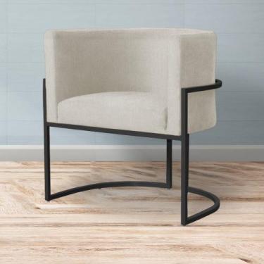 Imagem de Poltrona Decorativa Consultório Luna Suede Base Preta - Straso Móveis,