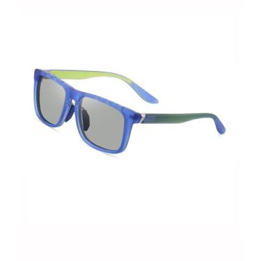 Imagem de Óculos de sol esportivos masculinos polidos, quadrados, para corrida, pesca, golfe, SY6064, Armação azul transparente | Lente cinza