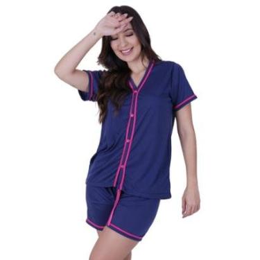 Imagem de Pijama de Verão Com Manga Curta Amamentação Americano Abertura Frontal Feminino Terra e Mar-Feminino