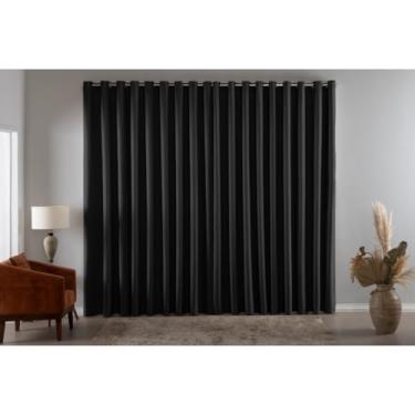 Imagem de Cortina Blackout em Tecido 4,00x2,70 com Ilhós Cromado para Sala e Quarto(PRETA,4,00 X 2,50)