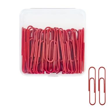 Imagem de Clipes de papel grandes de 50 unidades, clipes de papel jumbo com revestimento de vinil de 5 cm para escritório e casa, vermelho