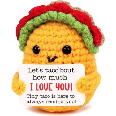 Imagem de I Love You Gifts for Women Her Wife Girlfriend Valentines Positive Crochet Taco - Presente de aniversário fofo para homens Ele Marido Namorado - Presente de decoração de aniversário, Natal, Páscoa