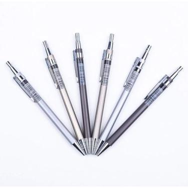 Imagem de Rosojodg Artigos de papelaria pretos para estudantes, escola, escritório, material de mesa e prensa de metal infantil de 0,5/0,7 mm, lapiseira automática, escola, escritório, papelaria, lápis