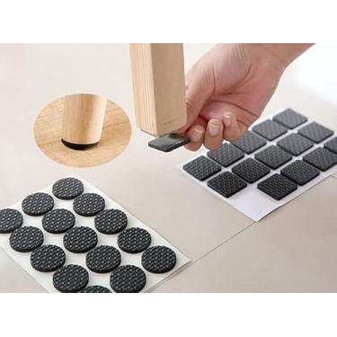 Imagem de 60 peças de almofada protetora de pés de cadeira de móveis cortáveis - almofadas antiderrapantes para pernas de cadeira Scratc para protetores de chão (30 peças redondas e 30 peças quadradas)