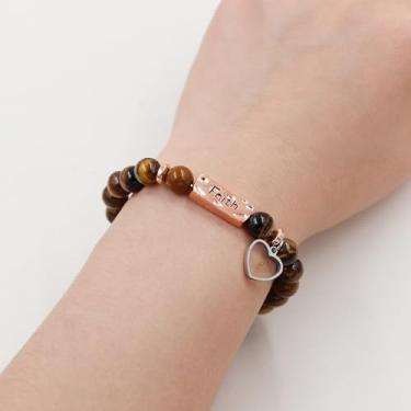 Imagem de Pulseira Faith Inspirational Faith and Hope Charm, Joias de Pedras Preciosas Acessíveis, Design Clássico para Uso Diário e Inspiração Espiritual YA4177, Medium, Aço inoxidável, Sem Pedra Preciosa