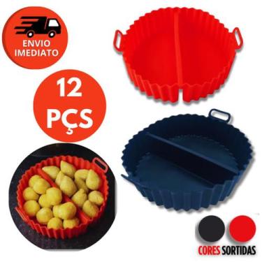 Imagem de Kit Forma Redonda Com Divisoria Silicone Assadeira Para Air Fryer Frit