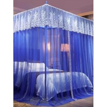 Imagem de Mosquiteiro com Armação Casal/Box/Queen – Luxo, Elegância e Proteção Contra Mosquitos(Azul)