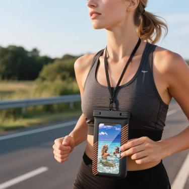 Imagem de Bolsa de telefone à prova d'água com cordão impermeável flutuante capa de telefone impermeável bolsa seca (laranja)