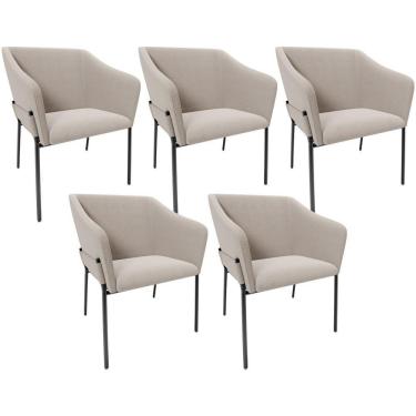 Imagem de Kit 5 Cadeiras Para Sala De Jantar Estar Living Olívia L02 Bouclê Creme - Lyam Decor