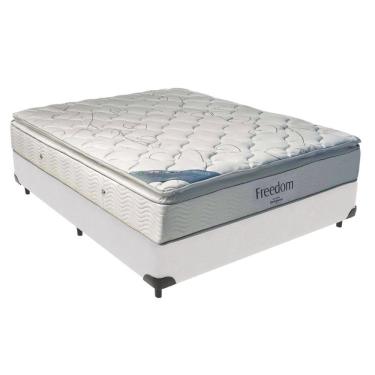 Imagem de Cama Box Branco E Colchão Freedom Molas Ensacadas Casal Ortobom