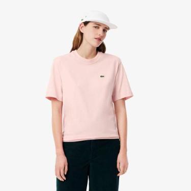Imagem de Camiseta de Algodão com Caimento Relaxado - LACOSTE, 38, Rosa claro