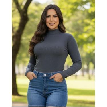 Imagem de Blusa Cacharrel Feminina Gola Alta Manga Comprida Segunda Pele Outono 