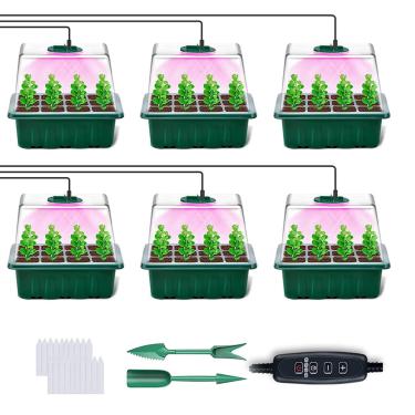 Imagem de Luocute Ventilação Ajustável Transparente Plastic Tray Seed Starter Kit Com Full Spectrum LED Grow Light, Caixa de Controle, 5 Níveis de Brilho, 4H, 8H, 12H, 18H Timing para Jardim