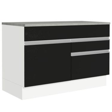 Imagem de Balcão Gabinete De Pia 120 X 60 Cm 1 Porta 2 Gavetas Branco