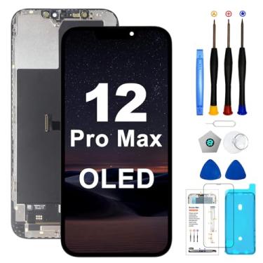 Imagem de Kit de substituição de tela OLED para iPhone 12 Pro Max Tela sensível ao toque 3D de 6,7 polegadas [NÃO LCD] Montagem digitalizador de tela com ferramentas de reparo + protetor de tela temperado