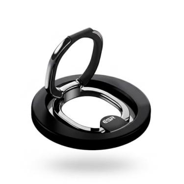 Imagem de Suporte Magnético Anel Celular M4g-S4fe Ajustável 2 Vias para iPhone 15/14/13/12, Samsung e Smartphones – Base Versátil com Apoio para Mão e Visualização, Inclui Anéis de Metal