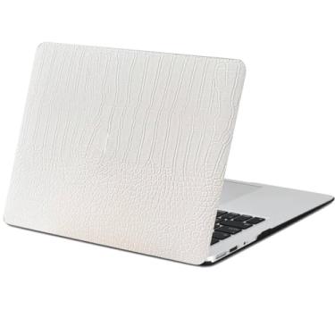 Imagem de FFBOFFC Capa para laptop compatível com MacBook Air 13,6 polegadas 2022-2025 modelo A2681 M2 A3113 M3 A3240 com tela de retina líquida e Touch ID, capa rígida protetora de crocodilo sintético, couro