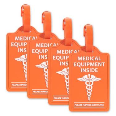 Imagem de Etiquetas de bagagem YULEAXIE para equipamentos médicos (pacote com 2) – Etiquetas de alerta laranja e azul brilhantes aprovadas pela TSA para dispositivos CPAP, equipamentos de mobilidade e bolsas de