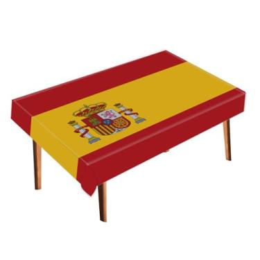 Imagem de RaymNord Toalha de mesa da Espanha, decoração de toalha de mesa grande com bandeira espanhola, corredor de textura macia para decoração de festa em casa, 96 x 127 cm