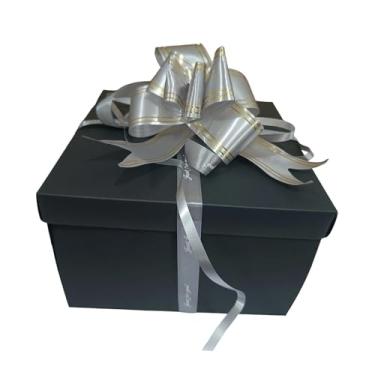 Imagem de Fenteer Caixa de presente de cinco camadas, ideal para scrapbooking, lembrancinhas, álbum de fotos e lanches, perfeita para aniversários, Ano e, Preto E Cinza