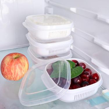 Imagem de 2 peças de caixa de alimentos frescos com design dividido com tampas à prova de vazamento, tigelas de geladeira e micro-ondas, legumes, pratos de salada, recipiente de comida de cozinha (15 x 13 x 4